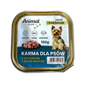 karma dla psa tacka 150g pasztet z wołowiną i sercami indyczymi