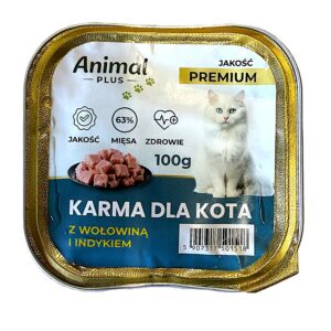 karma dla kota tacka 100g pasztet z wołowiną i indykiem