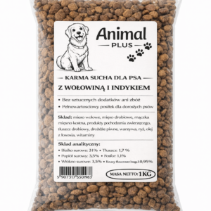 karma sucha dla psa 1kg z wołowiną i indykiem